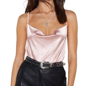 NWT nasty gal cowl neckline satin bodysuit